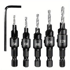 5pcs Woodworking Countersink Drill Bit Set for Pilot Holes 5-12 Size