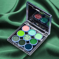 Green Purple Brown Pink 9 Eyeshadow Tray Teal Niche Fresh Retro