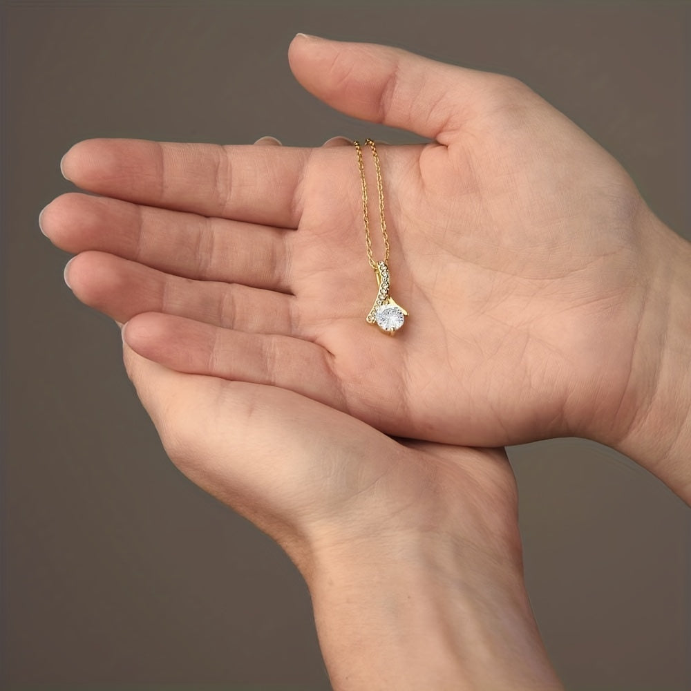 Zircon Pendant Necklace with Cards - Mother In Law Wedding Gift