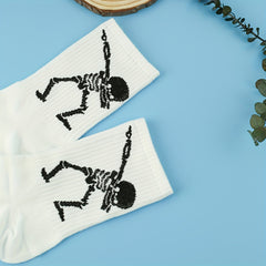 Skull Print Mid Tube Socks Women's Stockings