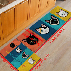 2pcs Kitchen Mat Anti Slip Polyester Carpet Absorbent Bath Mat