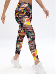 Block Print Yoga Pants High Elastic Leggings Women's Activewear
