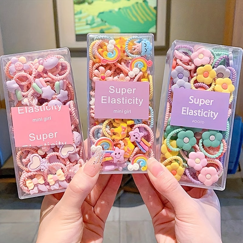 30pcs Cute Elastic Hair Ties for Baby Girls' Ponytails