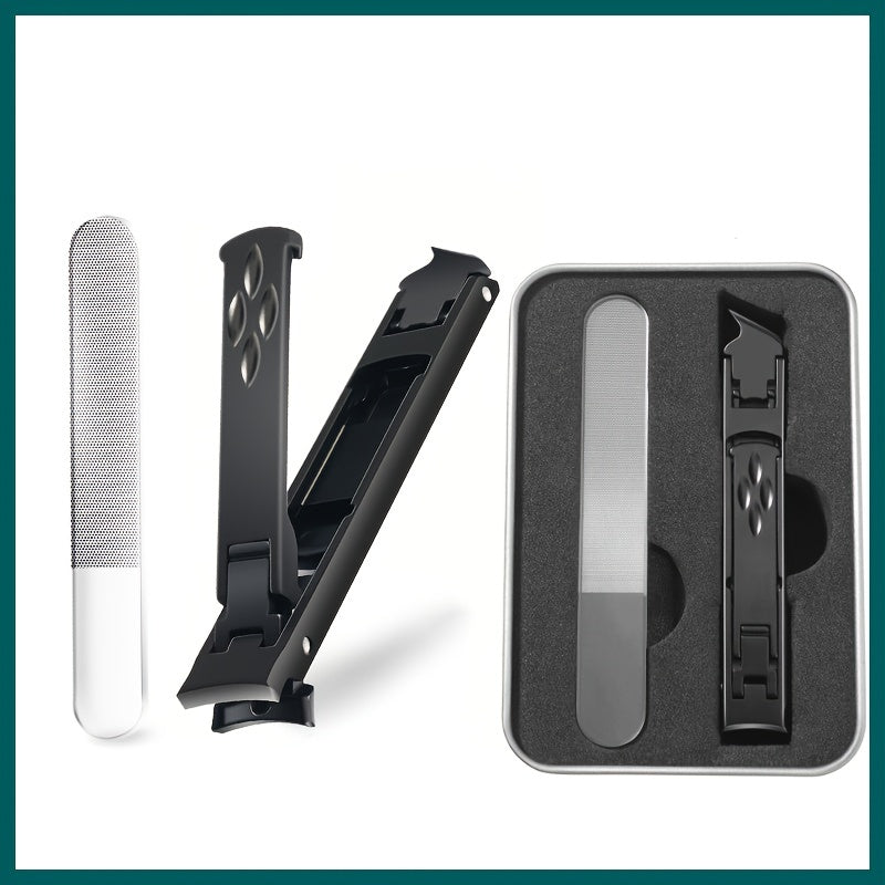 2pcs Nail Clipper Double Heads Large Opening Folding Manicure Set