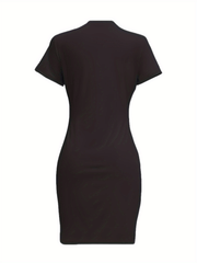Queen Print Slim Dress Sexy Crew Neck Short Sleeve Women's Clothing