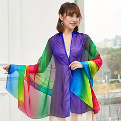 Rainbow Striped Hijab Chiffon Scarf LGBT Pride Head Wrap
