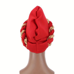 Sequin Red Turban Elastic Head Wrap Pre-tied Ramadan Hijab Women Bandana