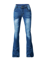 Water Ripple Embossed Flare Leg Jeans