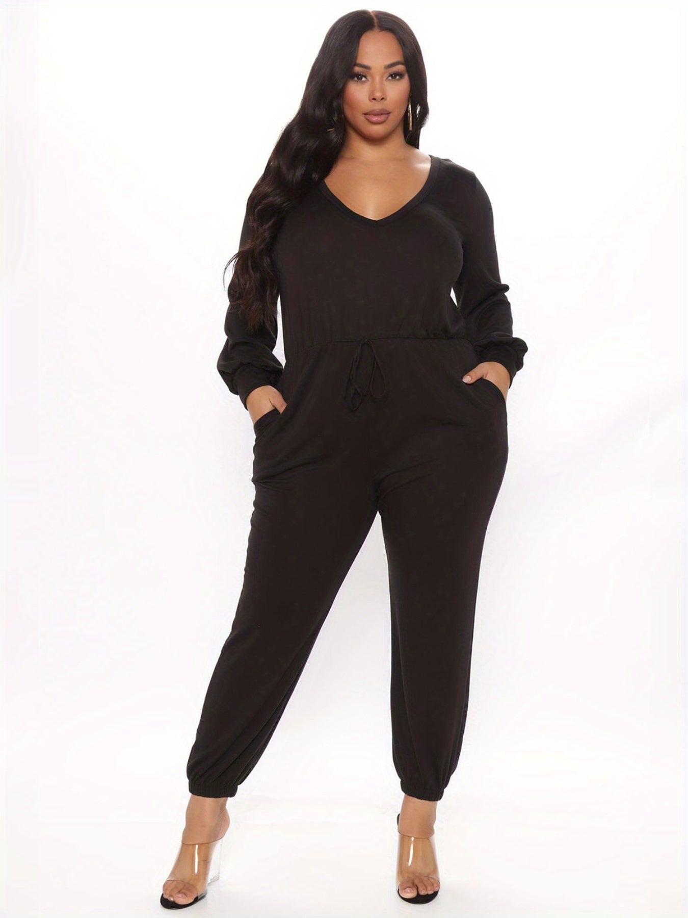 Women's Plus Sexy Long Sleeve Jumpsuit