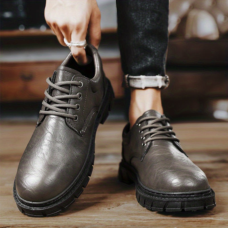 Men's Brogue Wingtip Derby Shoes Lace up Front Platform Shoes For Men