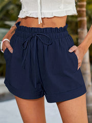 Solid Drawstring Shorts for Women