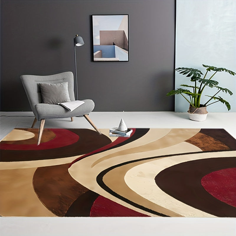 Modern Chocolate Abstract Area Rug for Home Interior Decoration