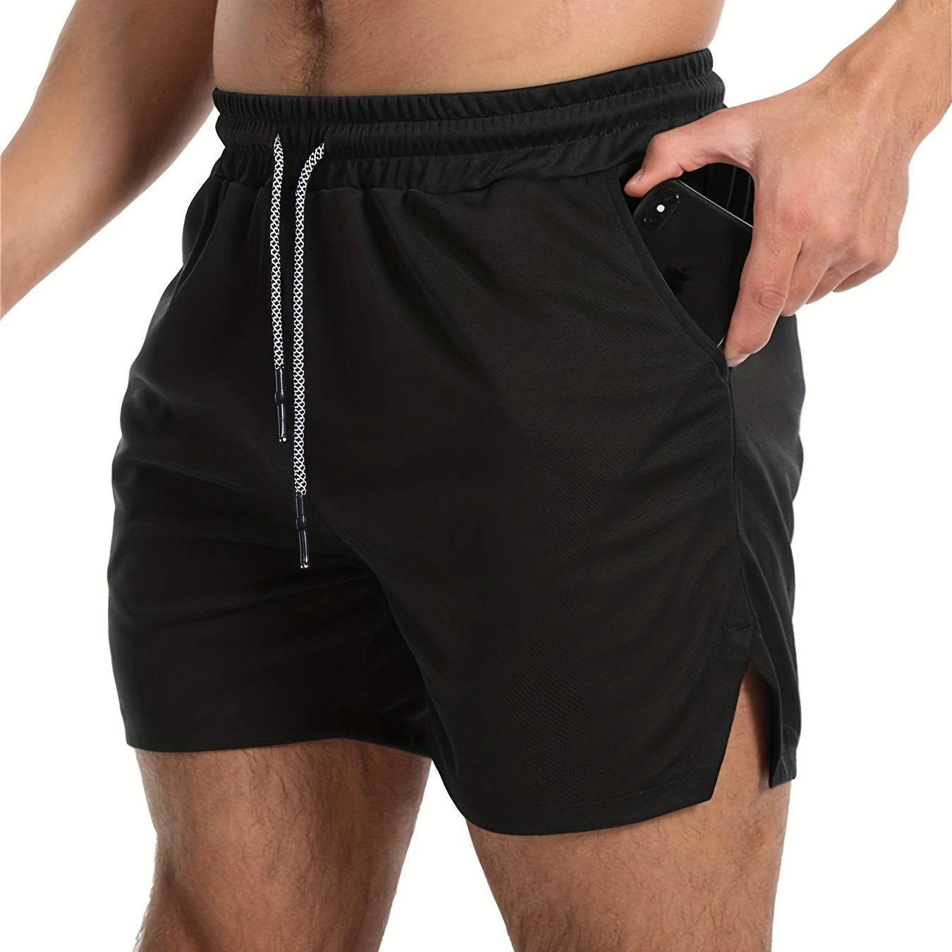 Men's Solid Workout Shorts Active Breathable Drawstring Shorts For Summer