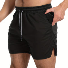 Men's Solid Workout Shorts Active Breathable Drawstring Shorts For Summer