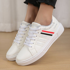 Colorful Stripes Pattern Faux Leather Skate Shoes
