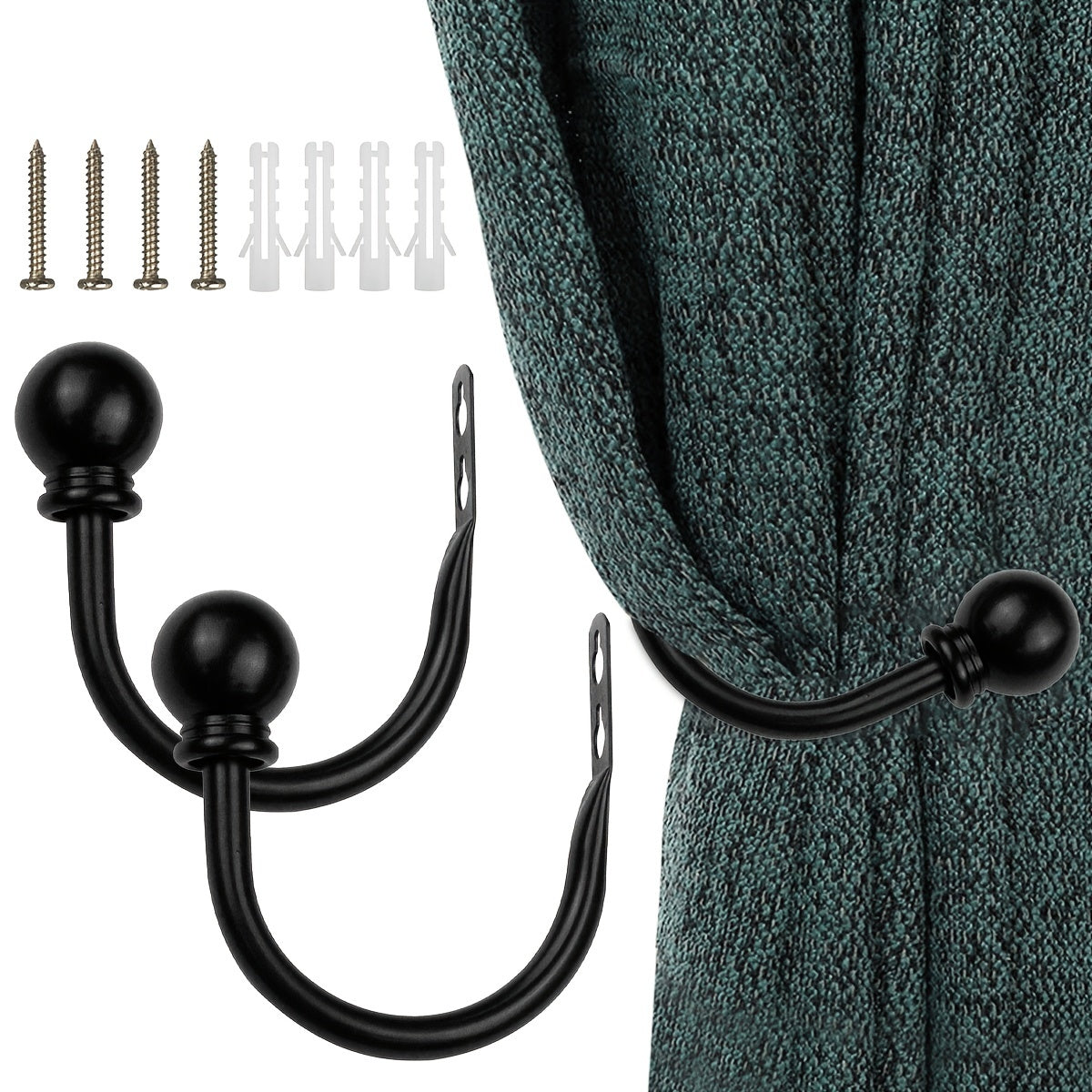 2pcs Metal Curtain Holdbacks U Shaped Hooks