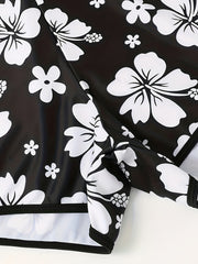 Floral Print High Waist Swimsuit Bottoms & Yoga Shorts