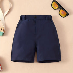 Boys Solid Elastic Waist Shorts for Summer Outdoor