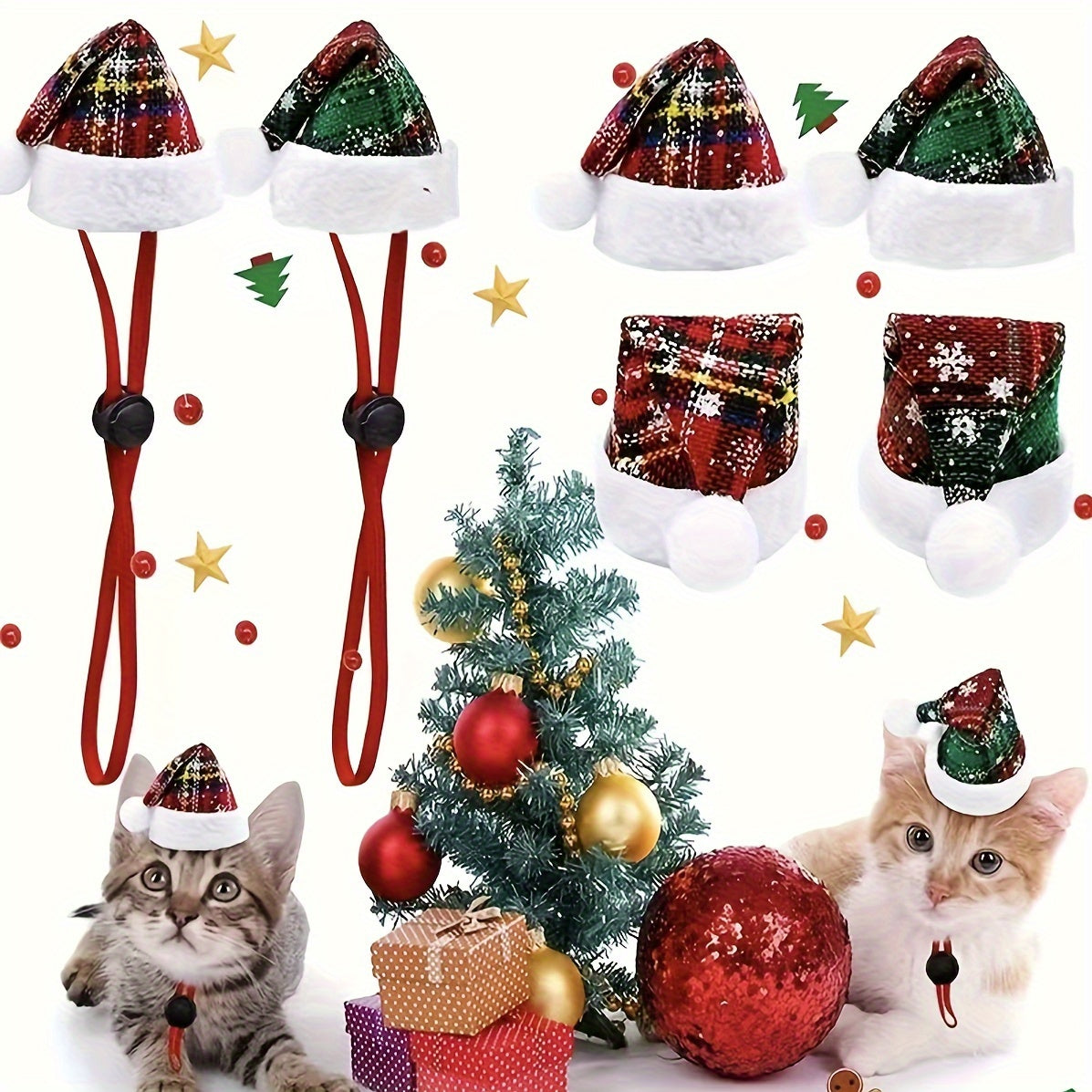 2pcs Christmas Pet Dog Hats Dog Party Caps