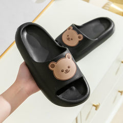 Men's Cartoon Bear Slides Lightweight Quick drying Non slip Slippers