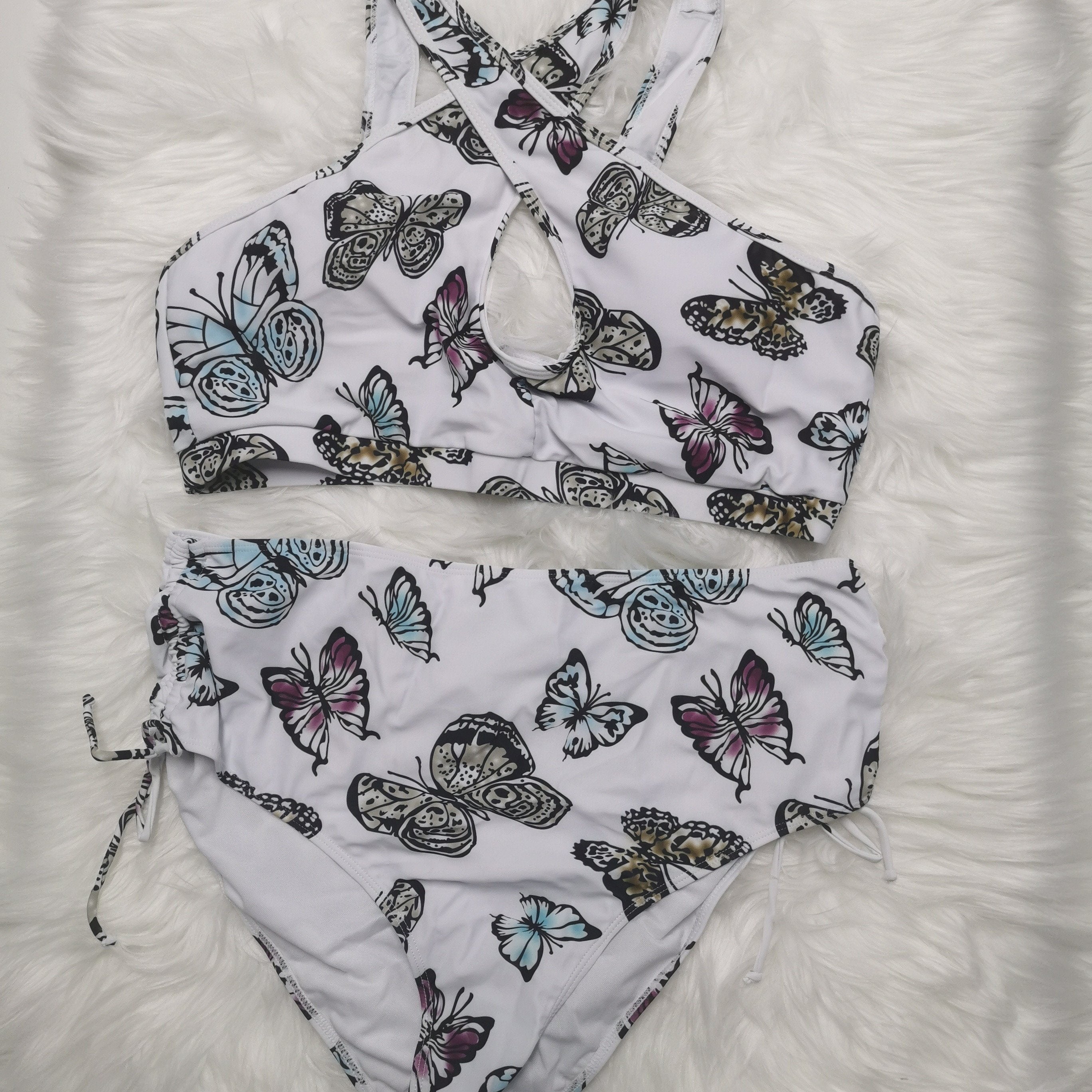 Butterfly Print Cut Out One Piece Swimsuit