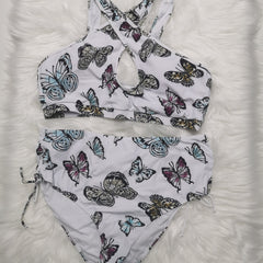 Butterfly Print Cut Out One Piece Swimsuit