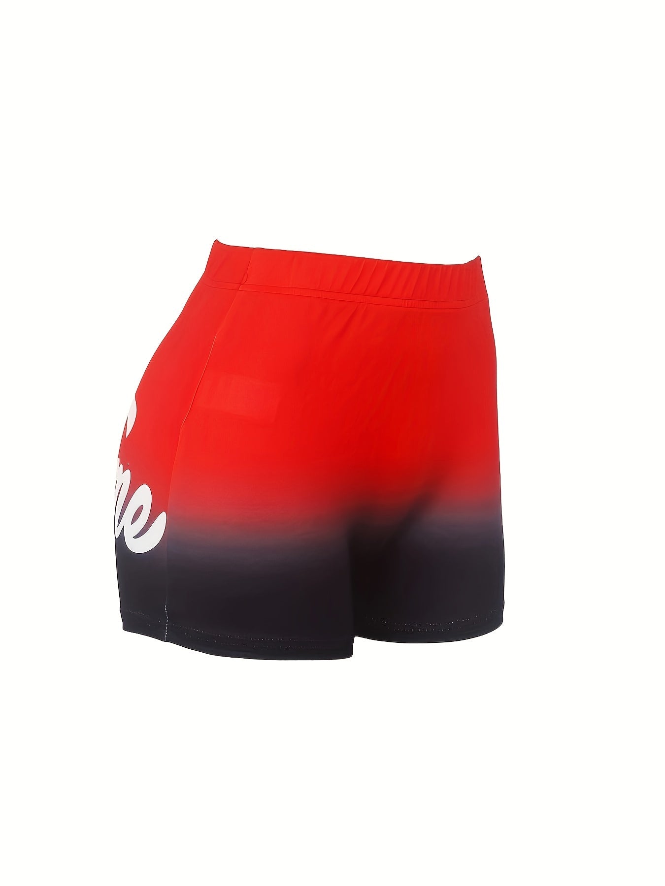 Women's Plus Art Letter Print Ombre Elastic High Rise Medium Stretch Shorts