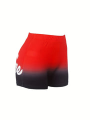 Women's Plus Art Letter Print Ombre Elastic High Rise Medium Stretch Shorts