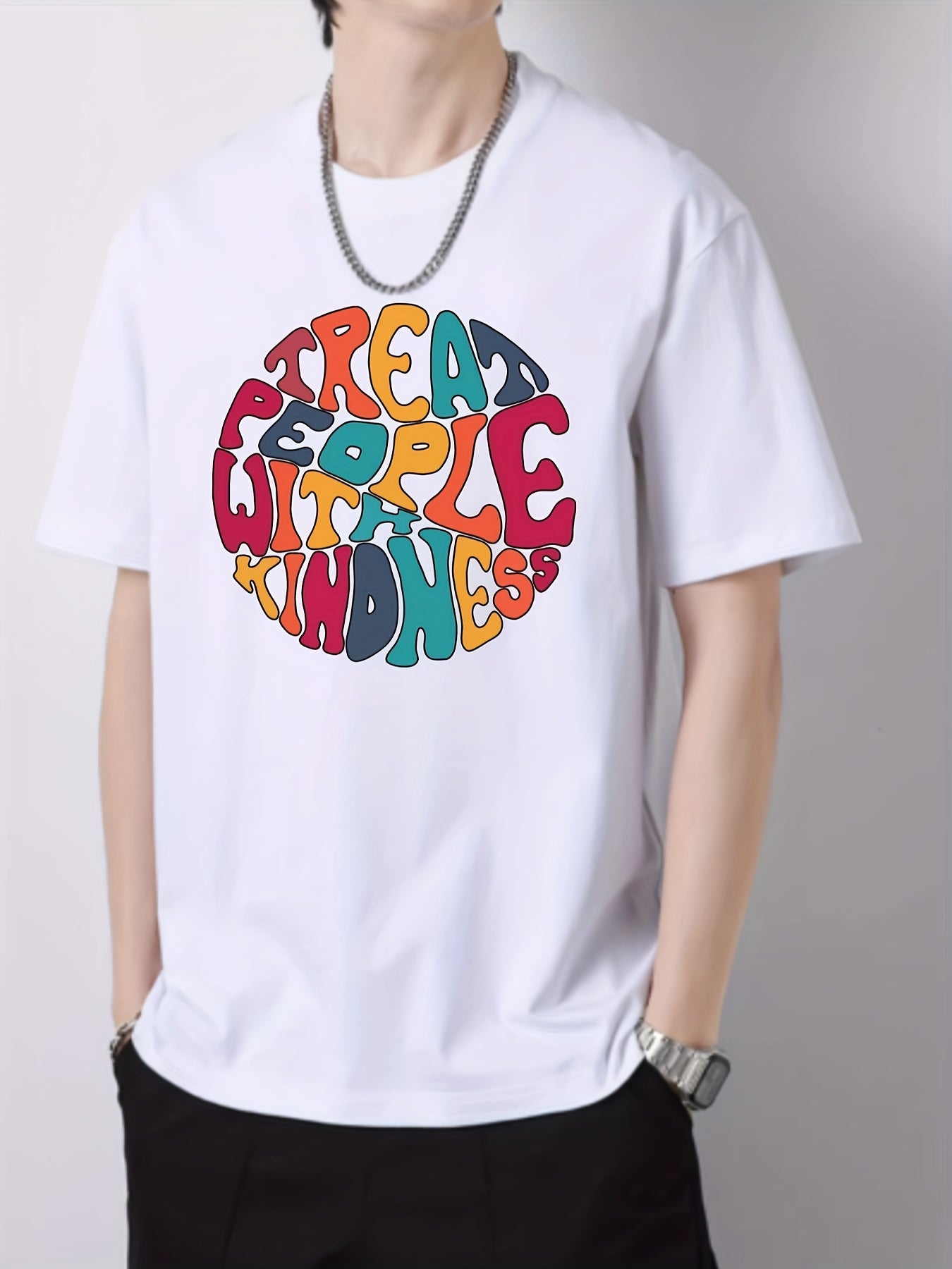 Men's Colorful Brain Pattern Print Slim Fit T-shirt