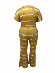 Women's Plus Tie Dye Stripe Print Top & Pants Set