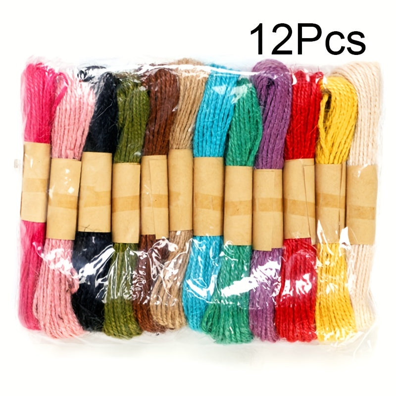 12pcs Colorful Hemp Rope DIY Handwoven Photo Clip Jute Rope 1mm 10m