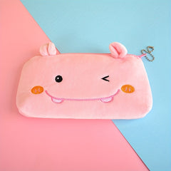 Furry Cartoon Square Storage Bag Animal Stationery Coin Purse Mobile Phone Bag