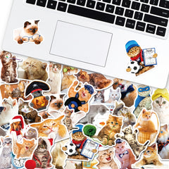 100pcs Realistic Cat Mixed Stickers for Water Cup Computer Mobile Phone Decor