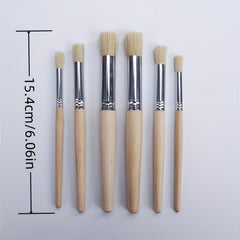 6pcs Stencil Paint Brushes Set Bristle Hair Wooden Handle DIY Crafts Watercolor