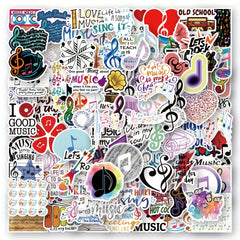 Music Themed Stickers for Water Bottles, Laptops, Guitars
