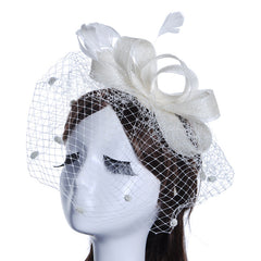 Women Vintage Hats 20s Fascinator Hat Feather Mesh Veil Fascinator Hat Feathers