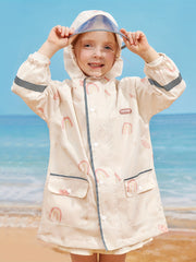 Kid's Graphic Raincoat Boys And Girls Baby Poncho With Detachable Hat Brim