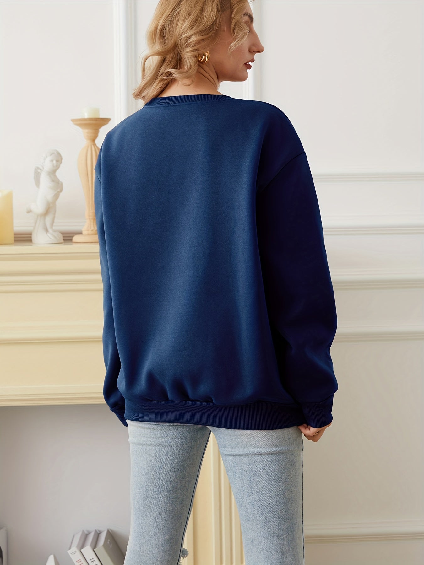 Jesus Print Long Sleeve Casual Sweatshirt for Women