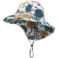 Kids Ocean Animal Print Bucket Hat With Shawl Protective Wide Brim Basin Hat