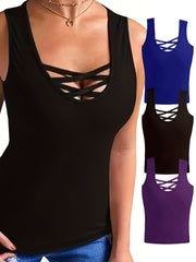 Crisscross Front Tank Top Set