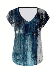 Block Print V-neck Tank Top for Women