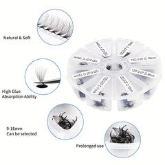 500 Premade Fans Eyelash Extension 10D 12D 0.07 0.05mm C D Curling 9-16mm