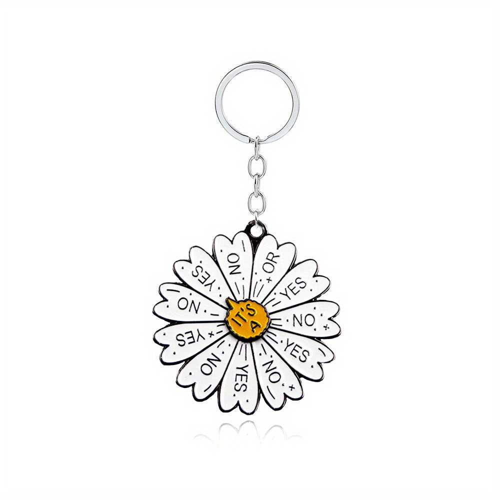 Rotatable Daisy Pendant Key Chain Men Car Keyring Gift