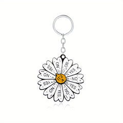 Rotatable Daisy Pendant Key Chain Men Car Keyring Gift