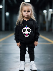OERYUI Girls boys 2pcs Unicorn Panda Hooded Pullover Pants Set Spring