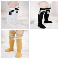 3 Pairs Boys Baby Letter Stripes Thigh High Socks