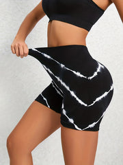 Tie Dye Striped Yoga Sports Shorts Women's Activewear