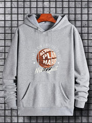 Basketball & Letter Print Hoodie for Men Graphic Sweatshirt