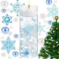 Christmas Vase Snowflake Decoration Kit Pearl Water Floating Candle