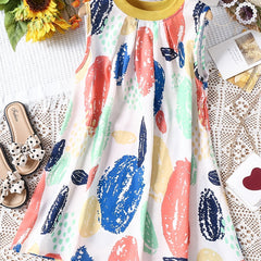 Girls Casual Graffiti Print Sleeveless Dress